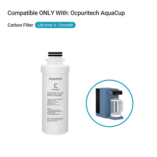 Close-up of Ocpuritech Activated Carbon Filter enhancing water safety and quality